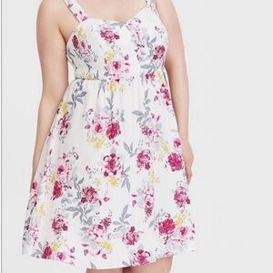 Torrid Ivory Floral Shoulder Tie Mini Dress Summer Party Wedding Spring Shower
